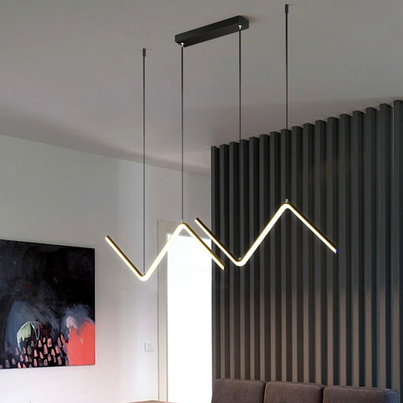 Zigzag Pendant Lighting Fixture Contemporary Style LED Metal Suspended Lighting Fixture
