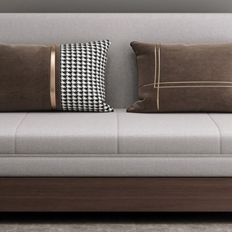 Solid Wood Sleeper Sofa Bed Convertible Linen Sofa Bed in Grey