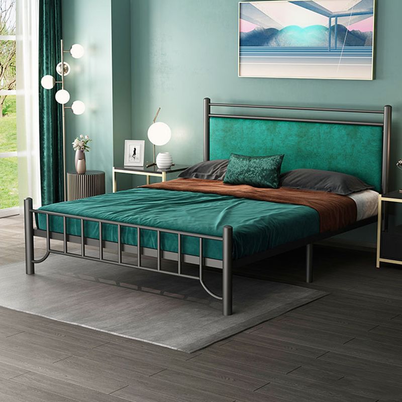 Glam Standard Bed with Rectangular Panel Headboard and Metal Legs Bed