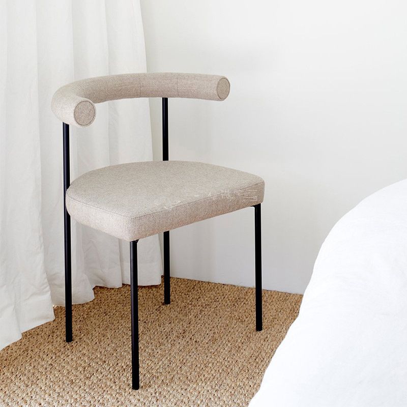 Modern Dining Side Chair Upholstered Armless Dining Chairs with Black Legs