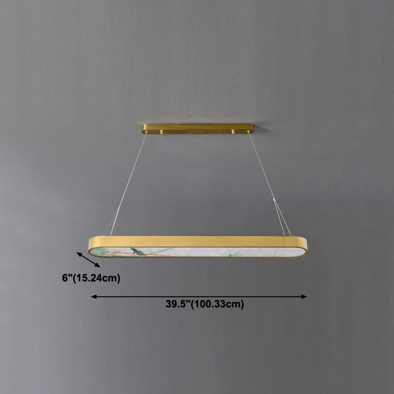 Modern Style Oval Shape Island Light White Glass 1 Light Island Lighting in Gold