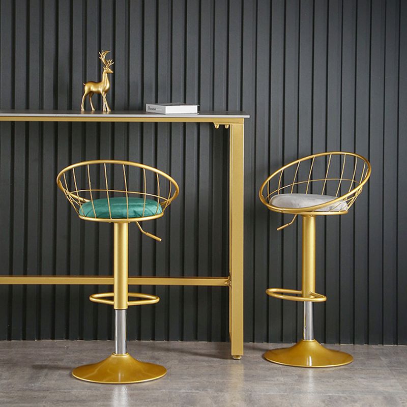 Taburete de bar ajustable Glam, taburete de bar con respaldo y reposapiés y giratorio