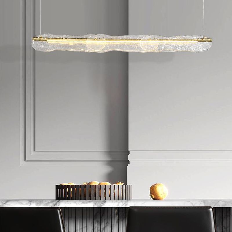 1-Light Island Light Modern Style Linear Shape Glass Shade Pendant Lighting