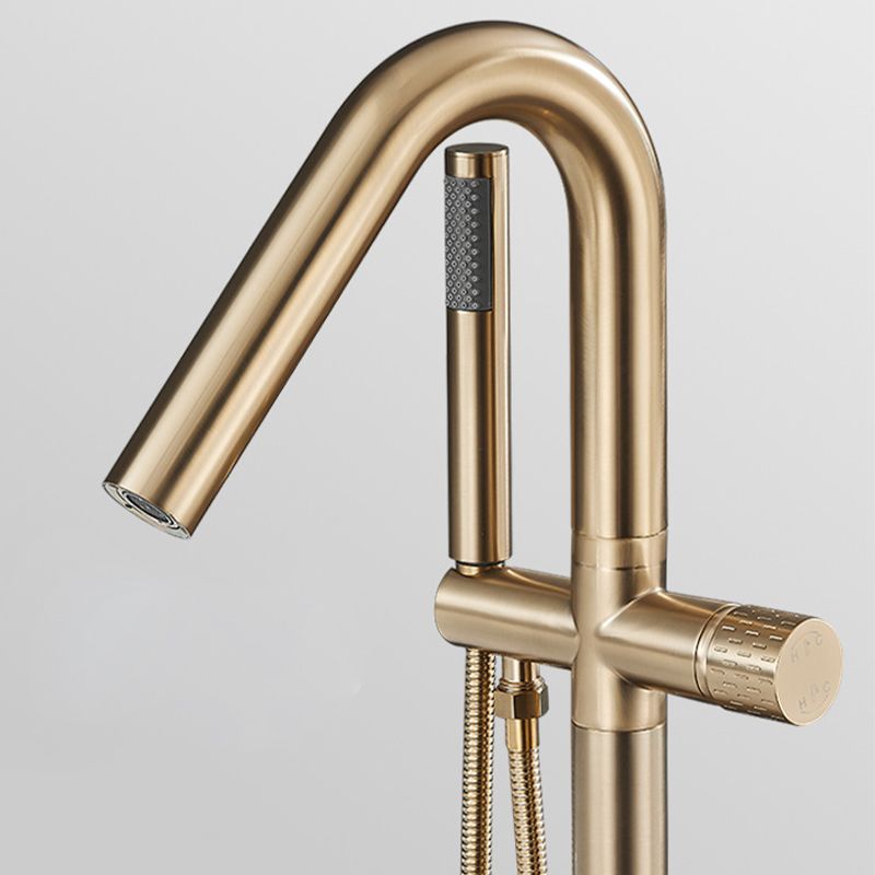 Floor Mounted Metal Freestanding Tub Filler Hand Shower Freestanding Faucet