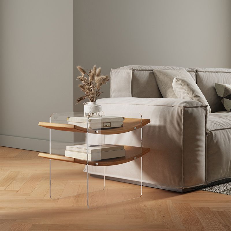 19.29" Tall Solid Wood End Table Natural Sled Accent Side Table