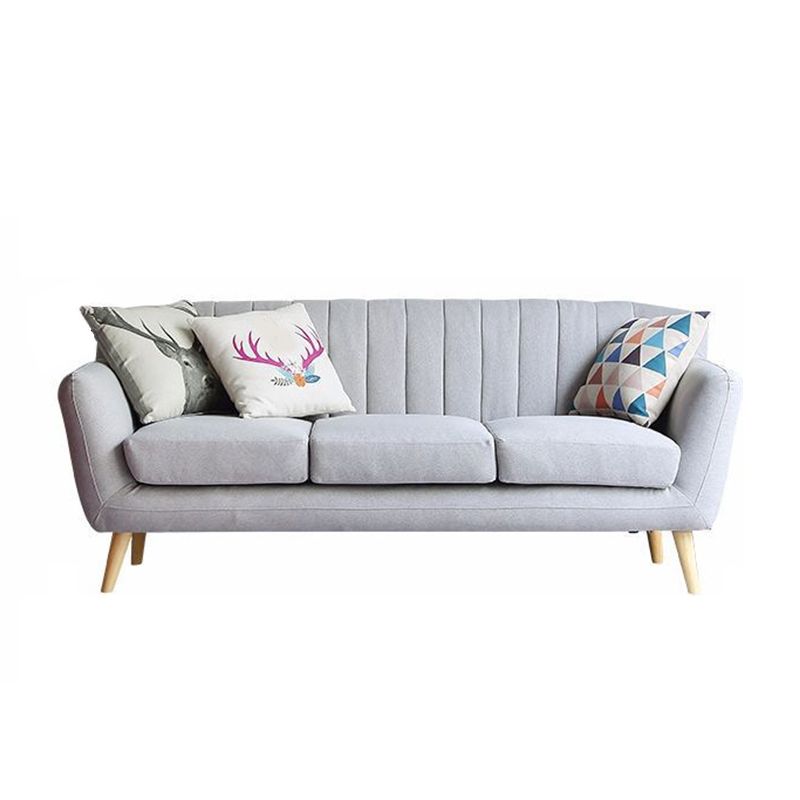 Modernism 1/3-seater Fabric Sofa Flared Arm Sofa with Wood Legs