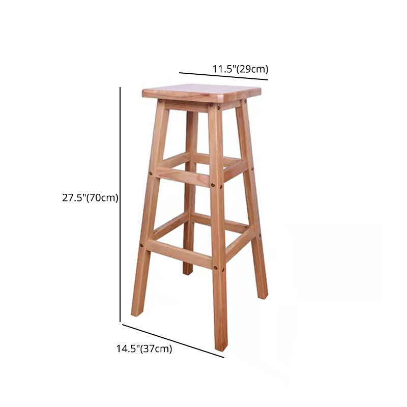 Modern Armless Backless Counter Stool Wood Bar Stool with Footrest