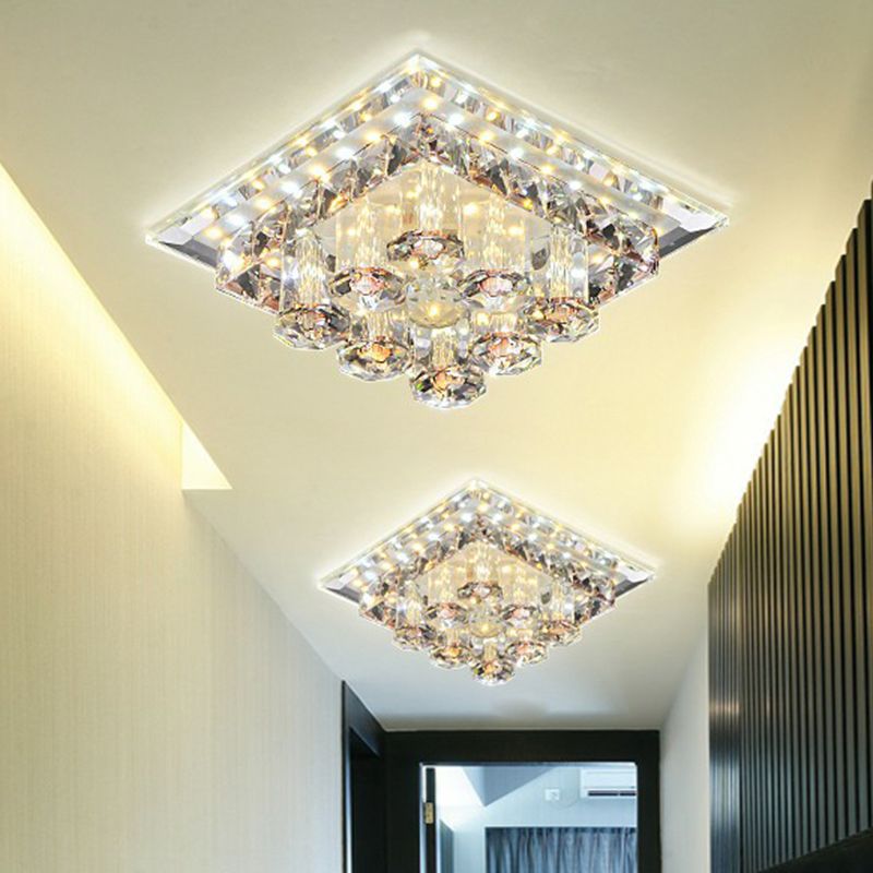 Vierkant inbouwplafondlamp Modern optisch prismatisch kristallen gangpad LED-inbouwmontage