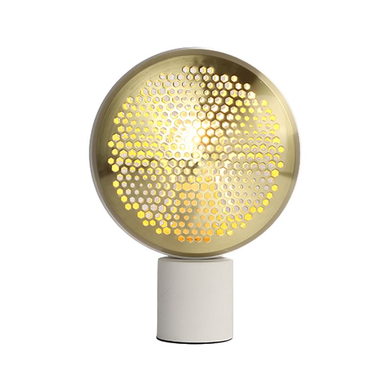 Mesa de tambor de metal Mesa de forma de luz contemporánea 1 lámpara de escritorio de luz en oro/oro rosa con enchufe en cable
