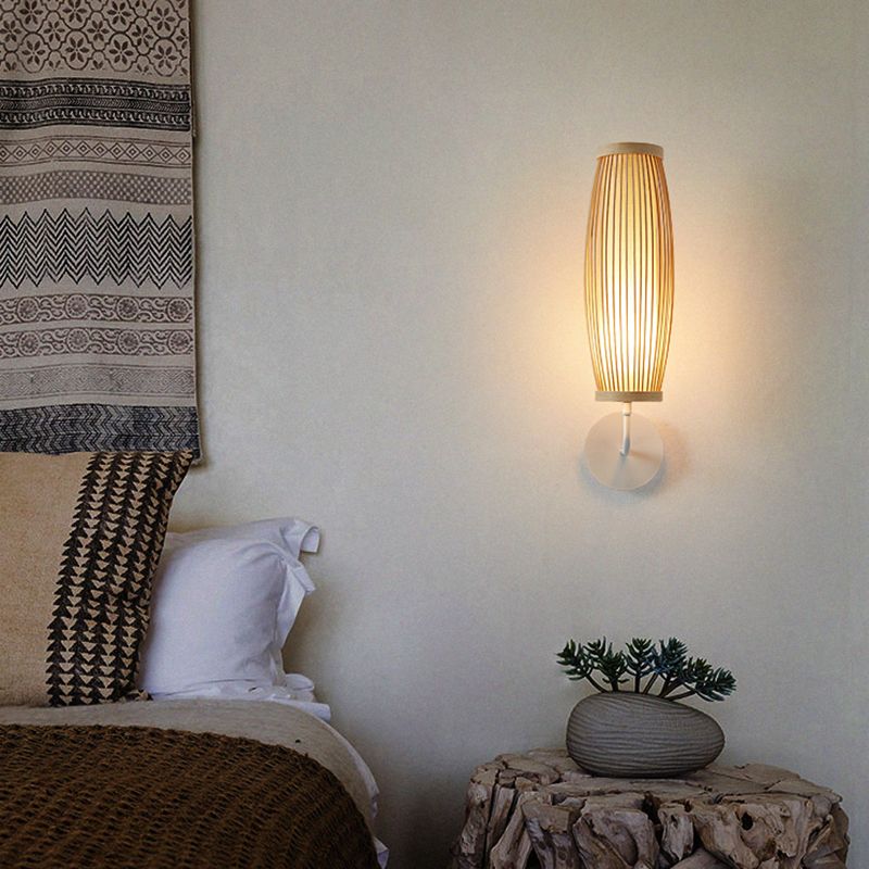 Asie du Sud-Est Amélioration de la paroi ovale allongée Bamboo Corridor Single Corridor Lampe en bois en bois