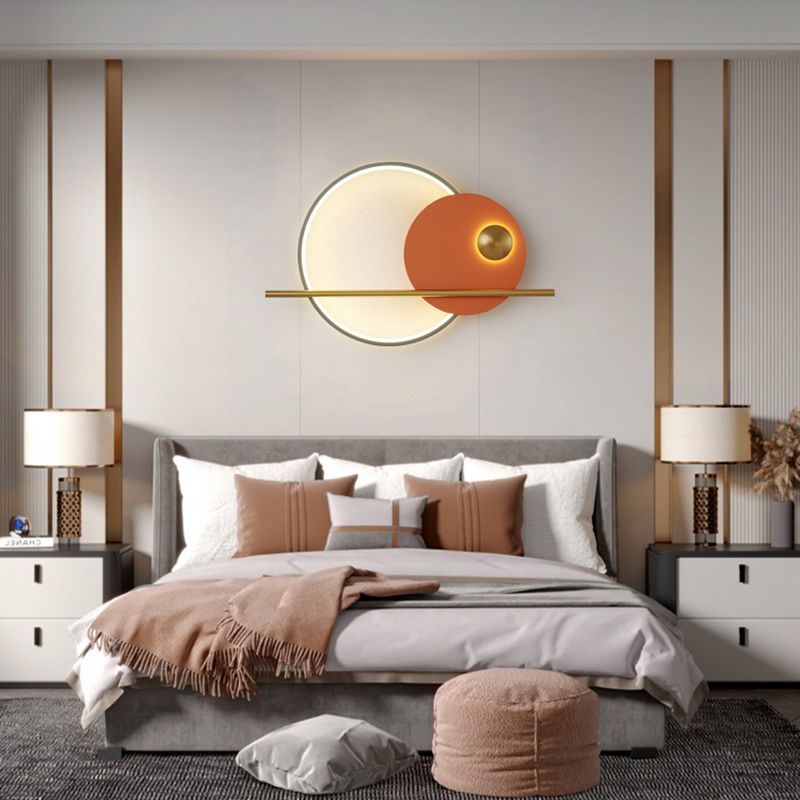 Round Shape Metal Wall Lights Modern Style Wall Mounted Light Fixtures