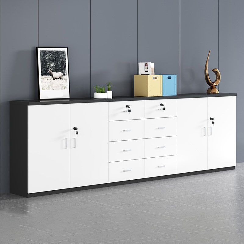 Lateral File Cabinet Wood Color Block Locking File Cabinet with Drawers