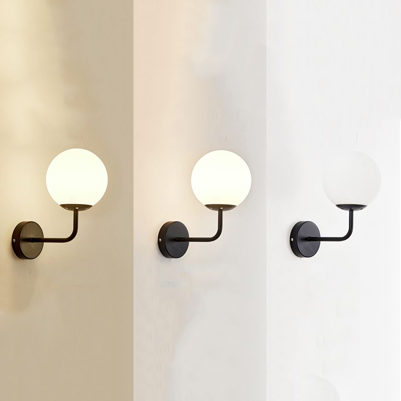 1 Light Ball Wall Lighting Fixtures Modern Style Glass Wall Mounted Lights
