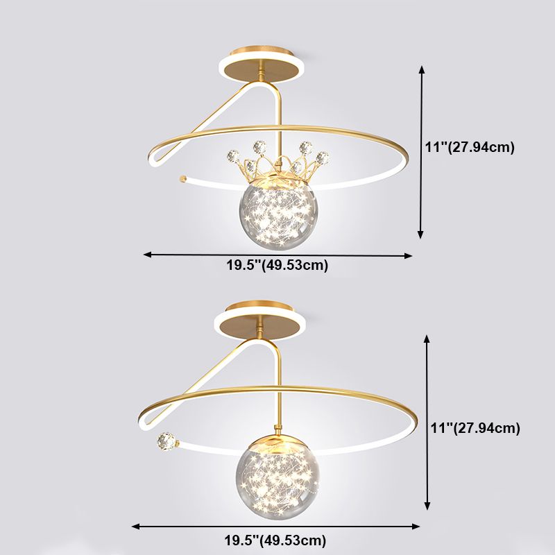 Forma de techo LED de forma de bola Montaje de altura de luz moderno de hierro 1 para dormitorio