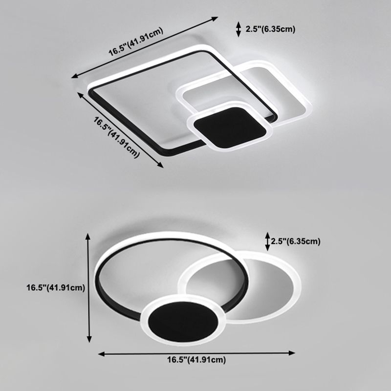 Moderne Eenvoud Acryl Flush Mount Lamps Slaapkamer Flush Mount Plafond Licht in Zwart