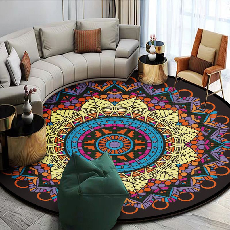 Gorgeous Moroccan Area Rug Multi-Color Flower Print Rug Non-Slip Backing Carpet for Living Room