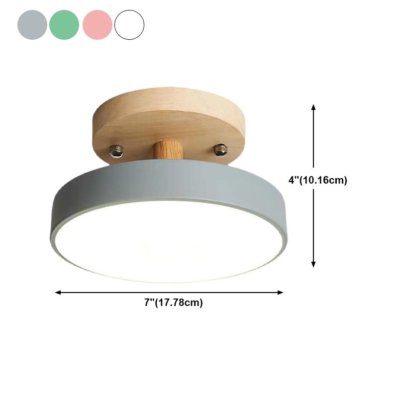 Halbbündig montierte Leuchte aus Trommelholz, schlichter LED-Deckenmontage-Beleuchtung