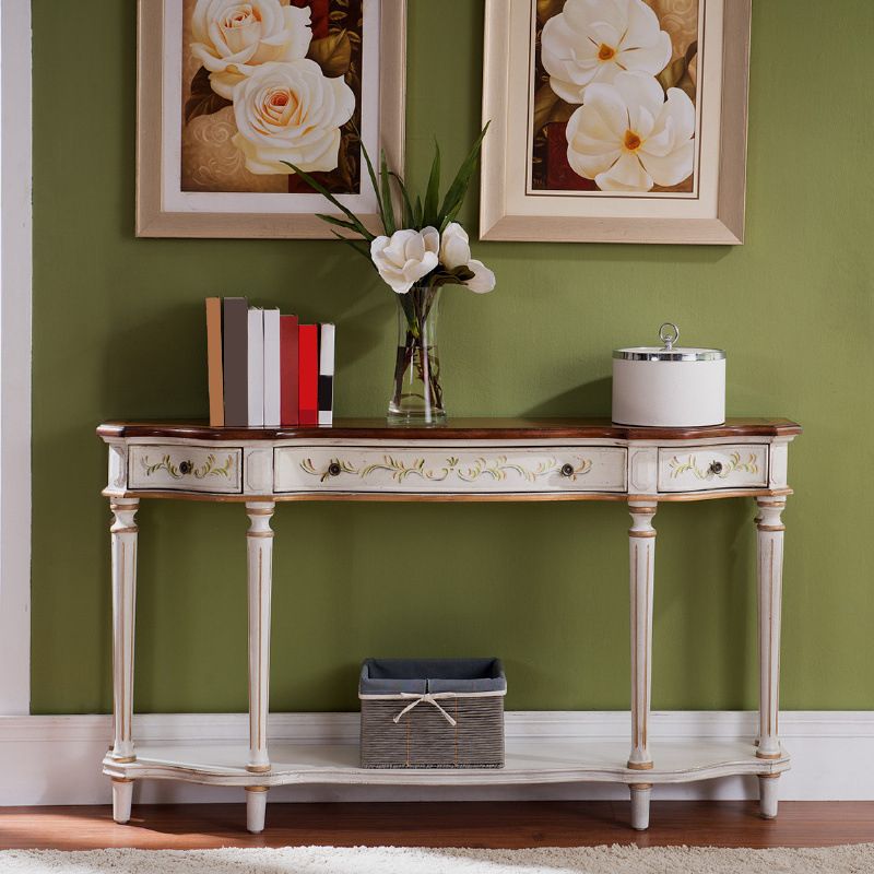 Victoria Wood Accent Table Free Form Sofa Console Table for Hall