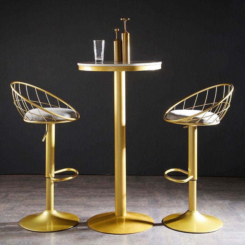 Glam Pedestal Pub Table Artificial Marble Bar Height Cocktail Table