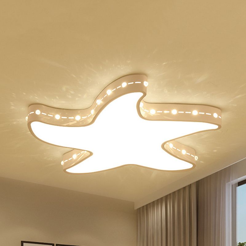 Lampada da soffitto a LED moderna ed elegante in acrilico con montaggio a incasso Starfish per cameretta dei bambini in bianco