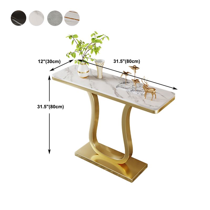 31.49" High Accent Console Table with Iron Frame Base Gold Accent Table