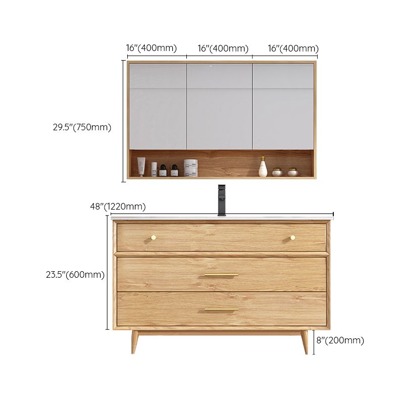 Freestanding Drawers Bath Vanity Wood Rectangle Single Sink Mirror Bathroom Vanity