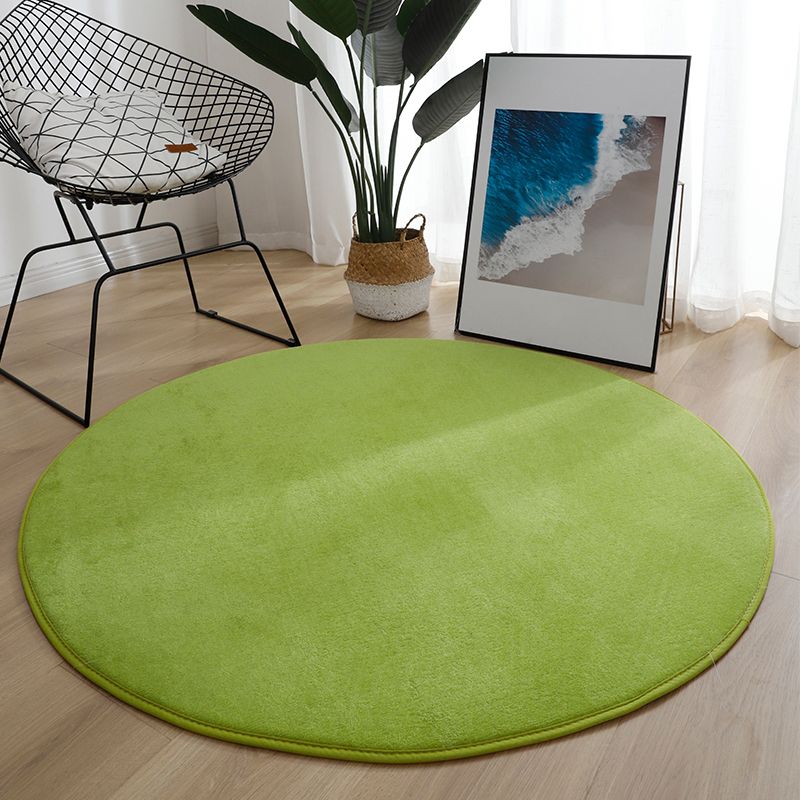 Grey Living Room Area Rug Polyester Solid Color Area Carpet Non-Slip Backing Rug