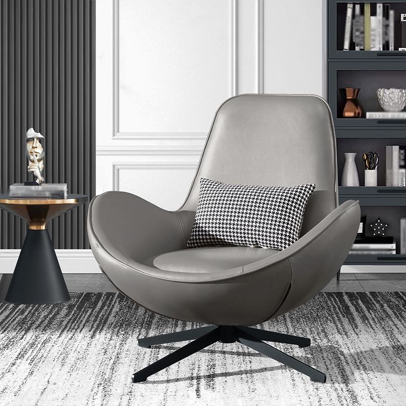 Faux Leather Slipper Chair 33.4" L x 30.3 " W x 20.8 " H Stacking Chair for Bedroom