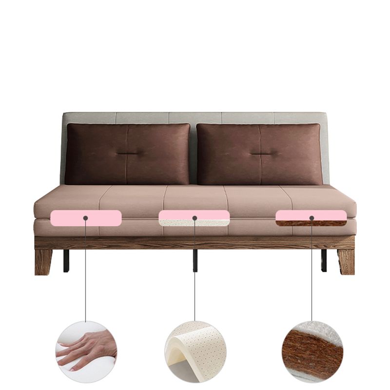 Faux Leather Armless Contemporary Bed Settee with Pillows in Grey