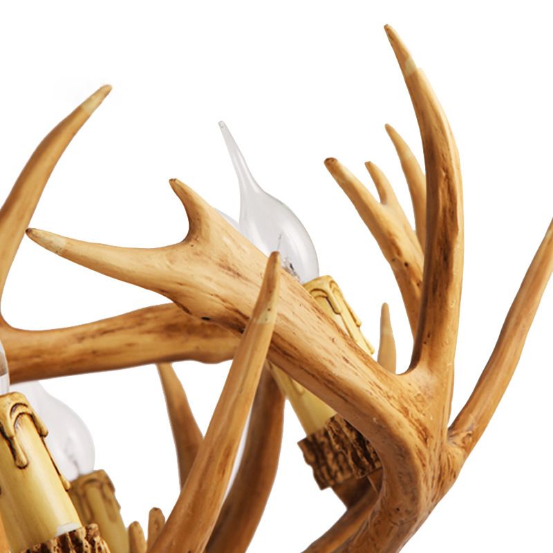 Wooden Chandelier Light Fixtures Faux Antler Farmhouse Chandelier Lighting for Bedroom