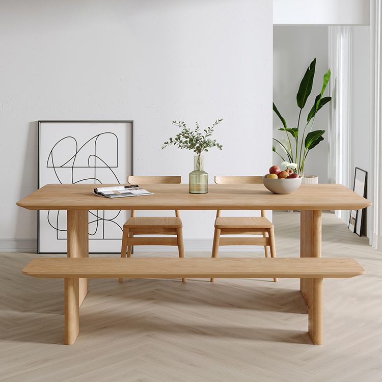 Modern Pine Wood Indoor Table for Restaurant Rectangle Dining Table with Double Pedestal