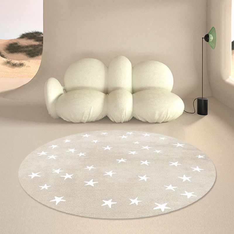 Artistic Indoor Rug Star Print Washable Carpet Living Room Polyster Rug with Non-Slip Backing