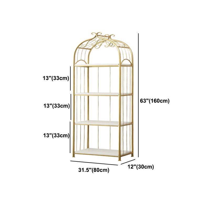 Glam Style Gold Bookshelf Metal Open Shelf Bookcase for Home