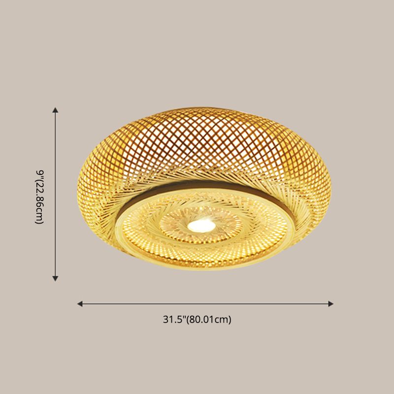 Bamboo Asian Flush Mount Ceiling Light Fixture Retro Ceiling Mount Light Fixture for Living Room and Bedroom