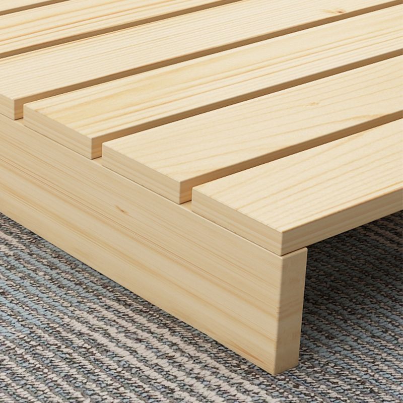 Modern Platform Bed Frame Solid Wood Platform Bed Pine Wood in Natural
