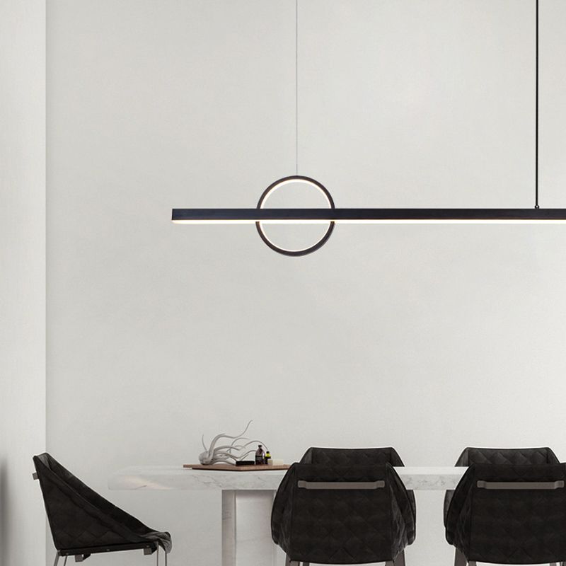 2-Light Modernism Kitchen Island Lighting Black Metal LED Ceiling Light