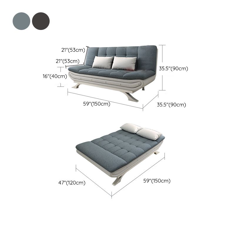 35.43" H Cotton Blend Convertible Sofas Biscuit Back Armless Sofa Bed