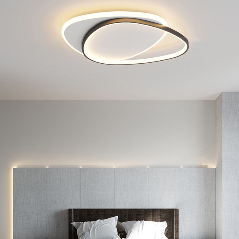2-Light White/Black Flush Mount Lighting Unique LED Ceiling Light for Bedroom