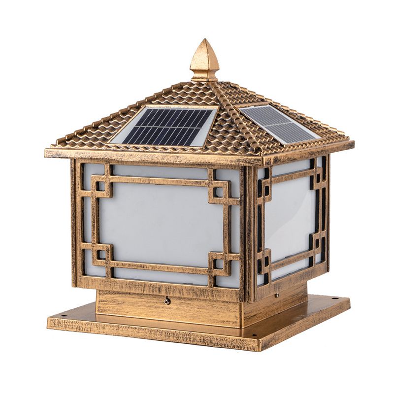 Contemporary Pillar Lighting Fixture Minimalist LED Solar Lamp for Garden