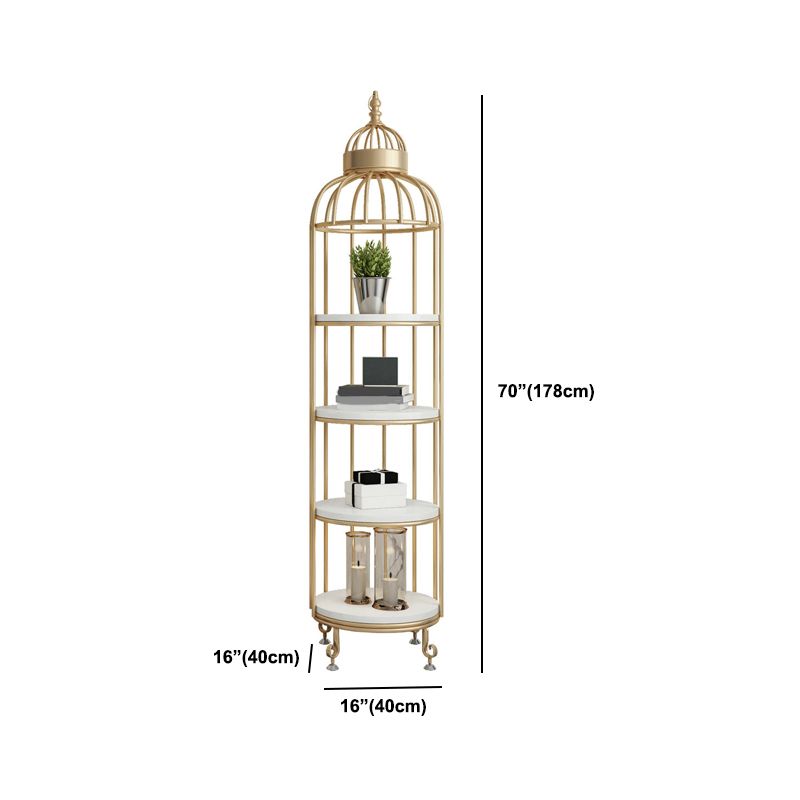 Glam Metal Shelf Bookcase Gold Vertical Bookcase Shelves Included