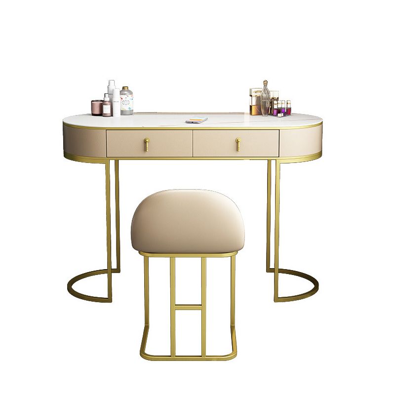 Glam 29.52 " H Slate Top Vanity Stool with Drawers Dressing Table