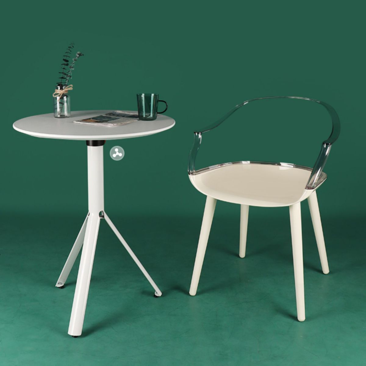 Scandinavian Style Plastic Chair Kitchen Solid Back Single Dining Arm Chair