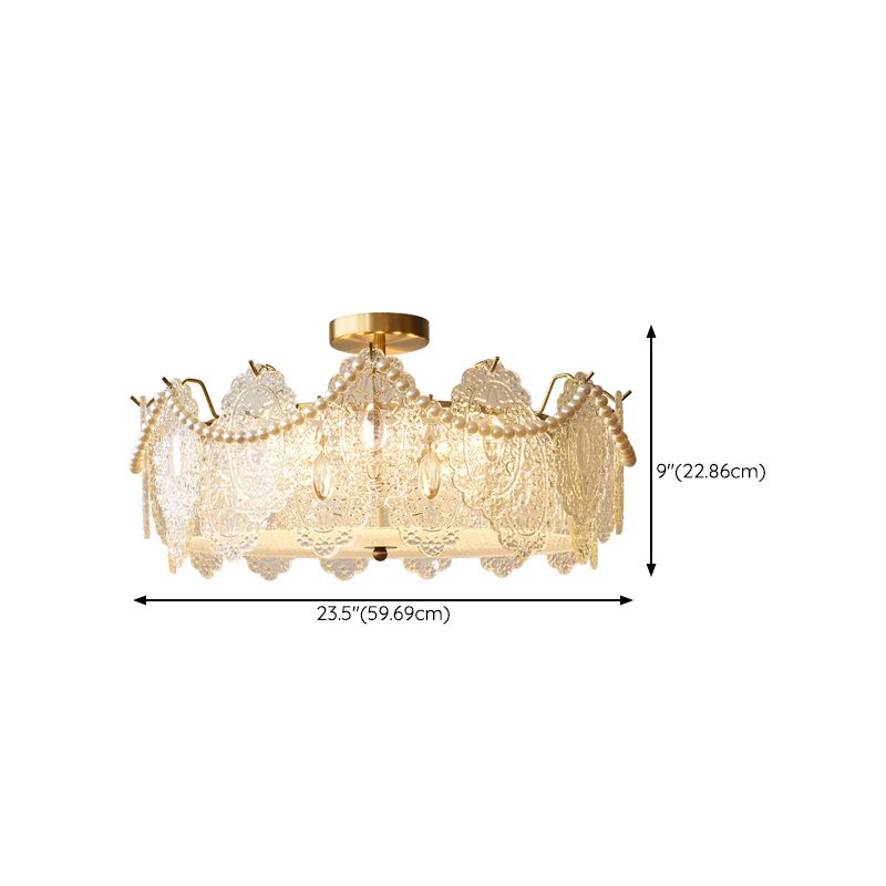 Modern Ceiling Light Household Flush Mount Ceiling Light Fixture with Glass Shade