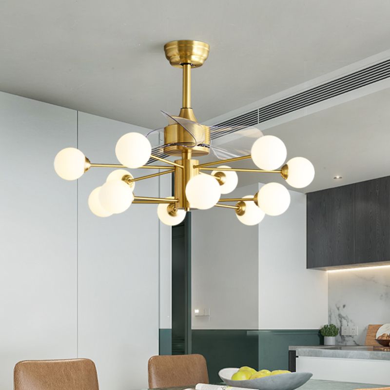 Brass Sputnik 3 Blades Anhänger Lüfter Lampe Mitte des Jahrhunderts 12-Licht 38,5 "breit