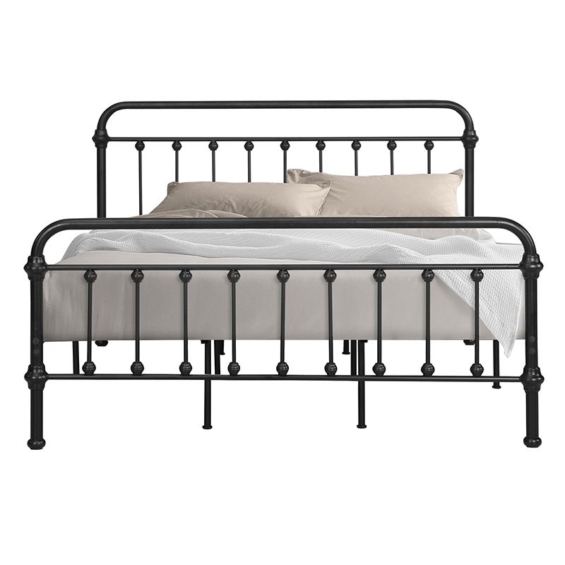 Contemporary Standard Bed Iron Frame with Rectangular Spindle Headboard