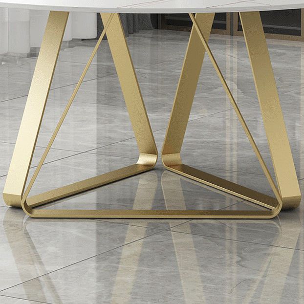 Modern Style Sintered Stone White Dining Room Set with Round Table Home Dining Table Furniture