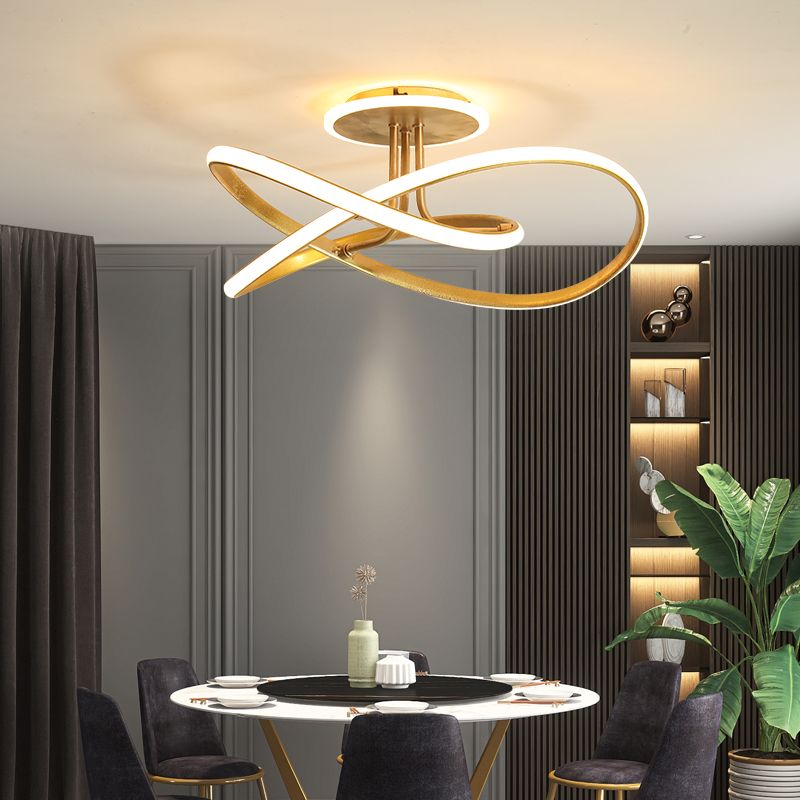 Nordic Metal Ceiling Light Linear LED Flush Mount Light for Living Room