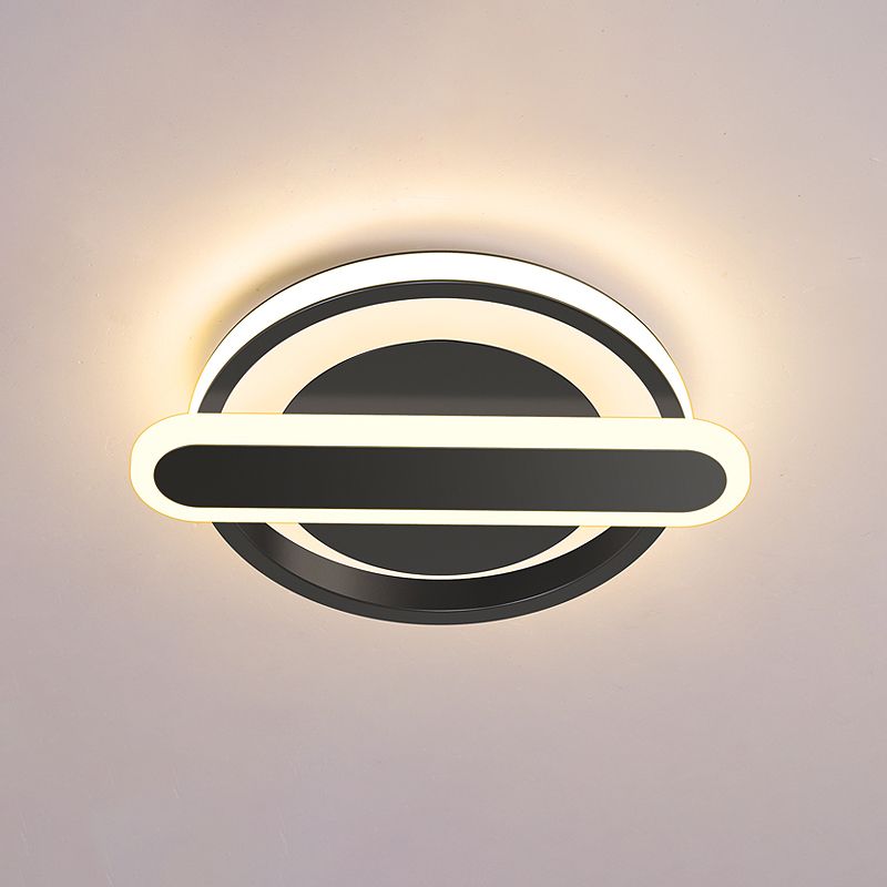 Small Circle and Oval Flushmount Modern Metal Black/White/Gold LED Ceiling Lighting for Corridor