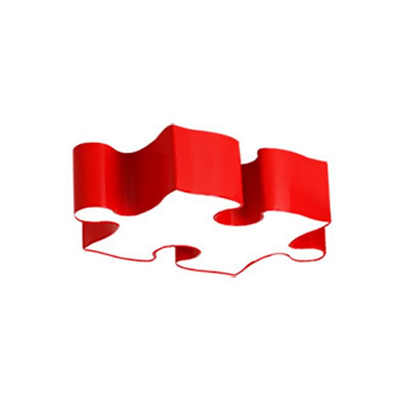 Jigsaw Puzzles Ceiling Flush Light Kids Style Acrylic Red/Yellow LED Flushmount in White/3 Color Light