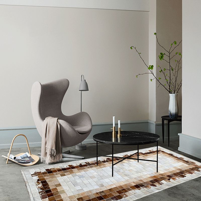 Brown Plaid Patterned Rug Cowhide Modern Area Carpet Pet Friendly Easy Care Handmade Indoor Rug for Room